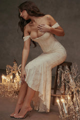 vintage cream floral maxi dress