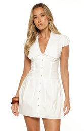 Ballerini White Collared Mini Dress