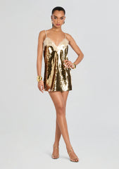 Olive Sequin Lace Dress