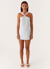 Keira Linen Mini Dress - Blue