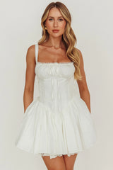 Jennie Corset Flared Mini Dress Off White