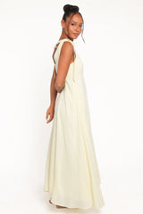 Valara Tie Shoulder Maxi Dress - Butter Yellow